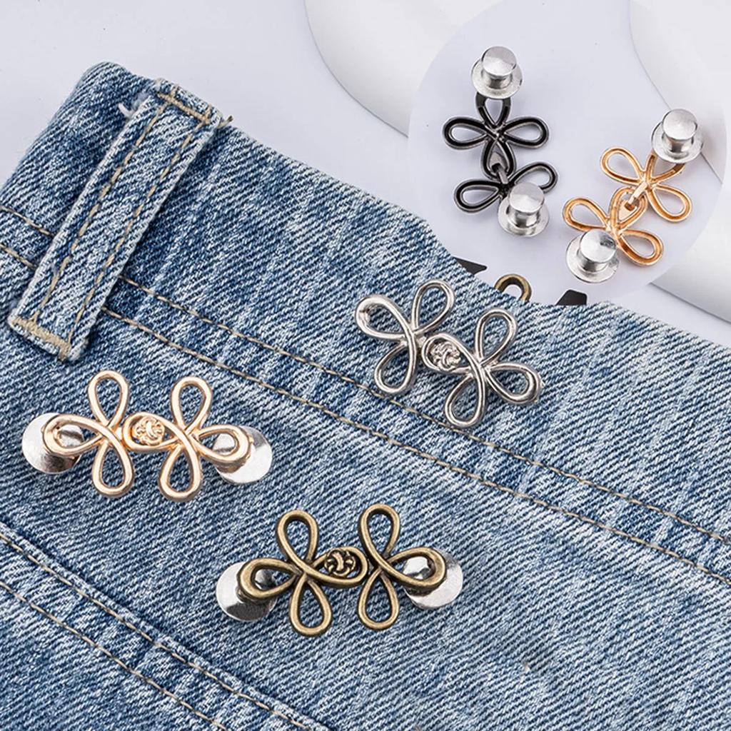 Clover Waist Button, Detachable, Nail Free, Seam Free Metal Waist Button, Jeans Waist Circumference Reduction Waist Tool