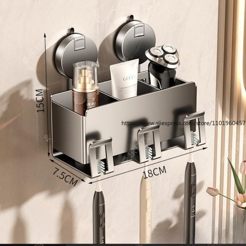 Bathroom Suction Cup Toothbrush Shelf Wall-mounted Non-punching Electric Toothbrush Toothpaste Mouthwash Cup Storage Shelf