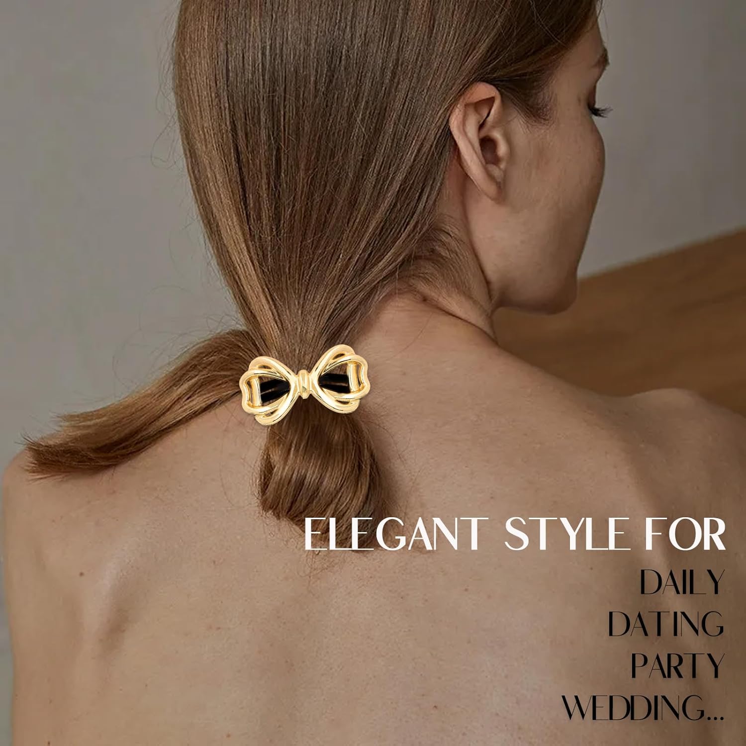 CURASA Metal Hair Cuffs, 4PCS Bow Hair Ties for Women, Silver and Gold Hair Cuffs, Ponytail Hair Ties for Thick Hair Elastic Gold Hair Tie Fashion