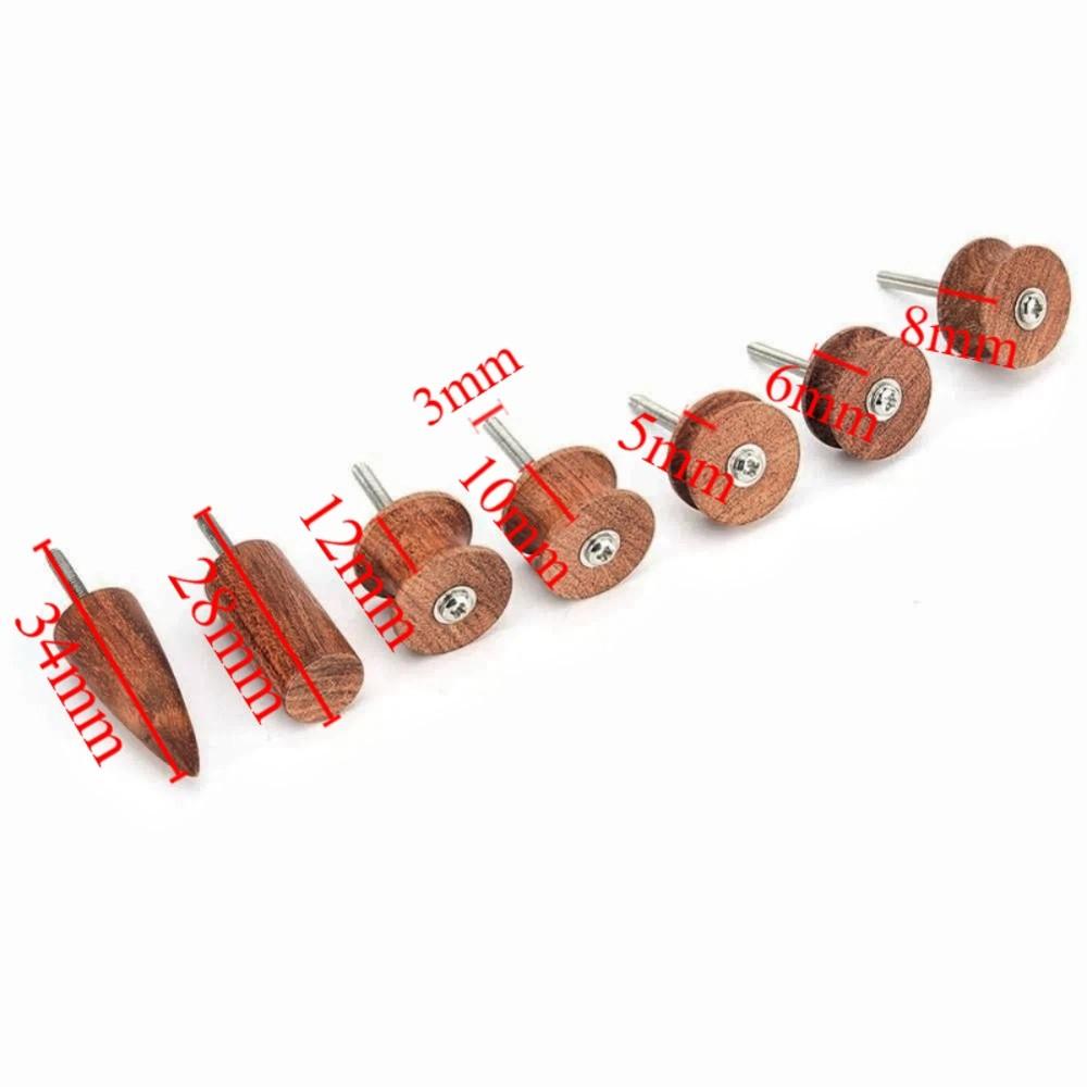 7 PCS Wood Leather Burnisher Kit with Electric Polished Head Pointed Tip Leather Slicker Tool Set 3mm Hardened Steel Shaft