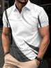 Men's Short Sleeve Polo Shirt, Stylish Striped Design for Casual Wear