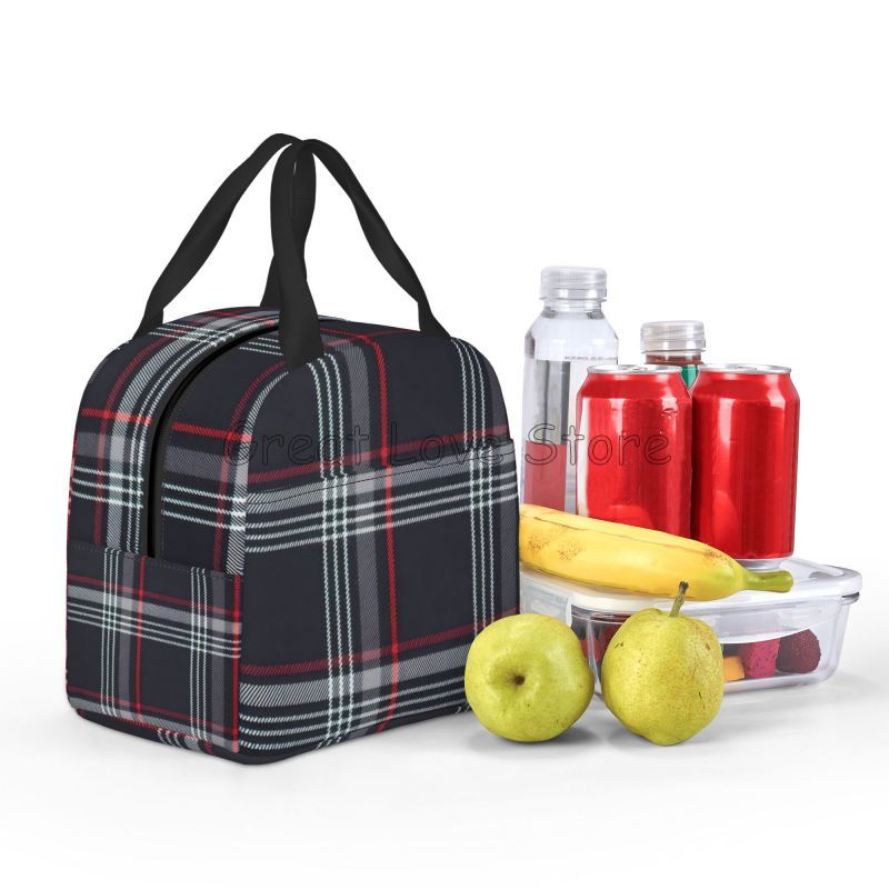 Custom GTI Tartan Insulated Lunch Bag for Women Men Boys Girls Reusable Waterproof Thermal Bento Tote Bag for Work Travel Picnic
