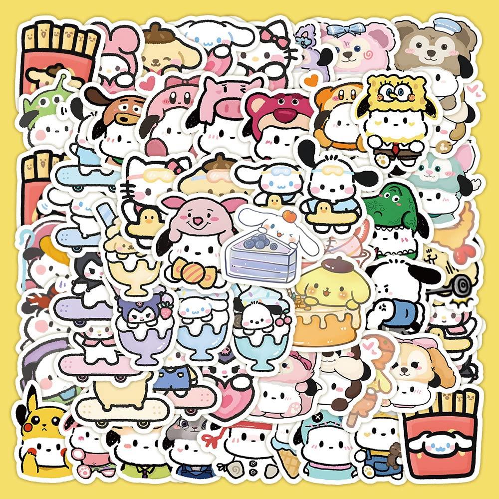 Für Sanrio-Aufkleber, 100er-Set, süße Anime-Aufkleber für Sanrio, Kofferaufkleber, Briefpapieraufkleber, wasserfeste Aufkleber, süße, stylische Manga-DIY-Aufkleber