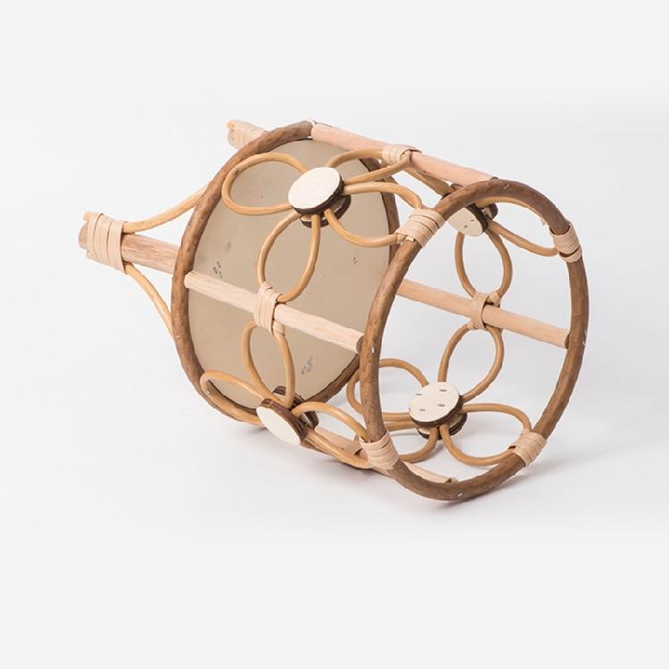 Rattan Indoor Plant Stand Straw Woven Flowers Pots Holder Stool with Legs Floor Planter Baskets Rack Wood Plant Shelf
