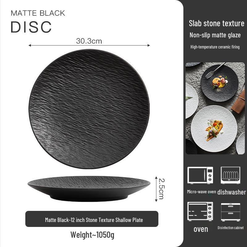Luxury Ceramic Round Dinner Plate - Western Style, Flat & Shallow Design for Steak & More