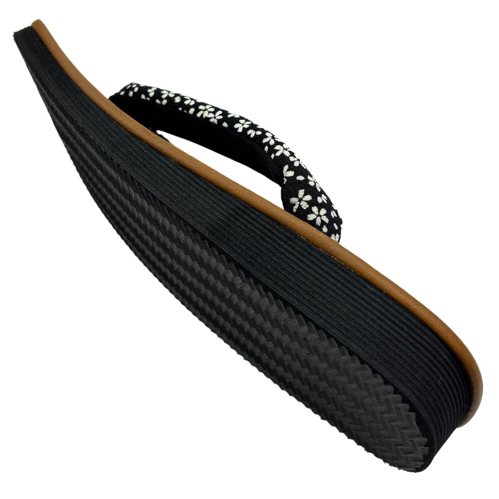 Edoten Geta-sandaler, Bambuyta, Svart Svampsula, Rem i Chirimen-stil, Tillverkade i Japan, Zori-sandaler i japansk stil, Körsbärsblomma, Storlek LL