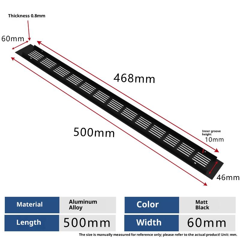 1Pcs Household Air Vent Grille Wall Ventilation Cover Wardrobe Parts 50/60/80mm*150-500mm Aluminum For Cupboard DIY Accessories