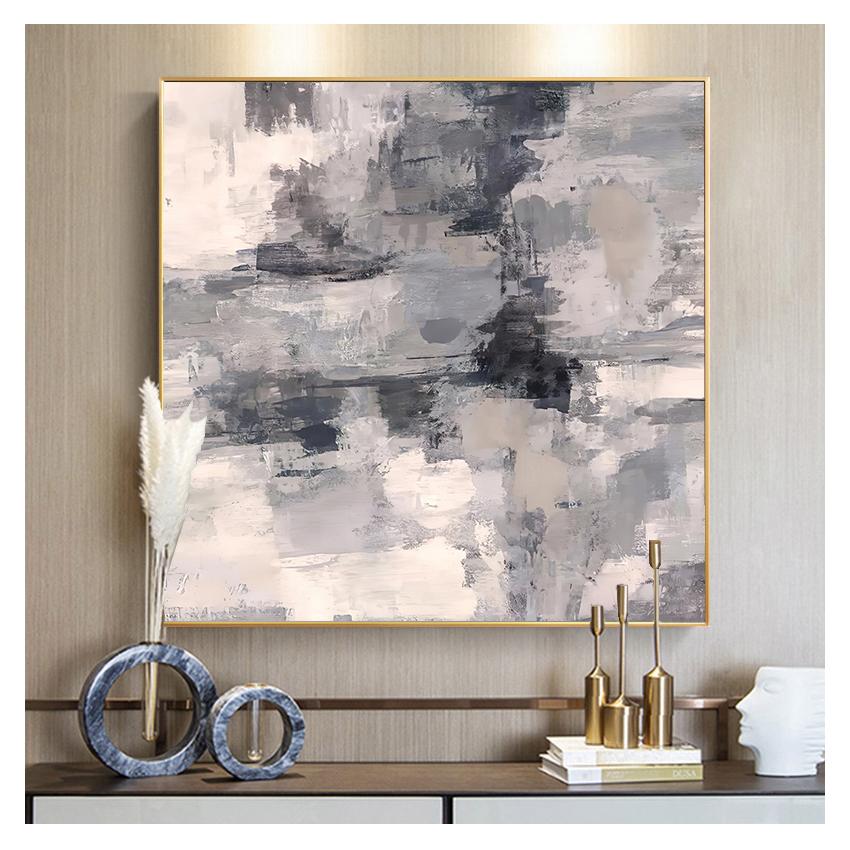 Oil painting on Canvas Scandinavian Art Poster Wall Picture for Living Room Sofa Home Decoration HD Print Yellow Gray Abstract