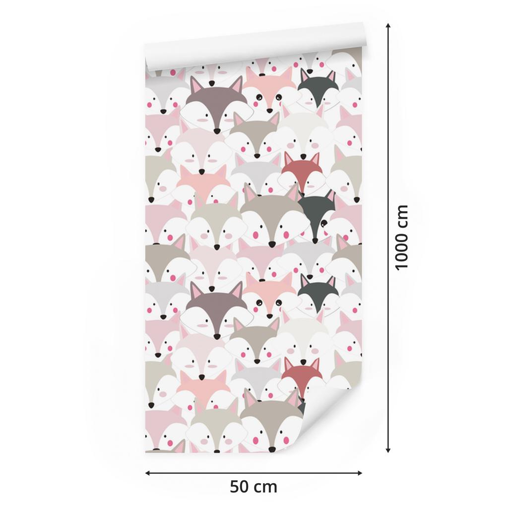 Colorful Foxes Wallpaper for Living Room and Bedroom 50x1000