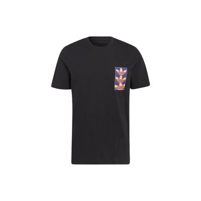 Originals Trefoil Multi-Logo Print Casual Crew Neck T-Shirt Men Tops Black HC7185