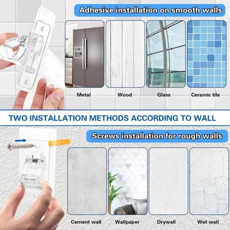 1 Par Suporte Adesivo para Varão de Cortina Ganchos Ajustáveis Sem Pregos para Uso em Casa Banheiro