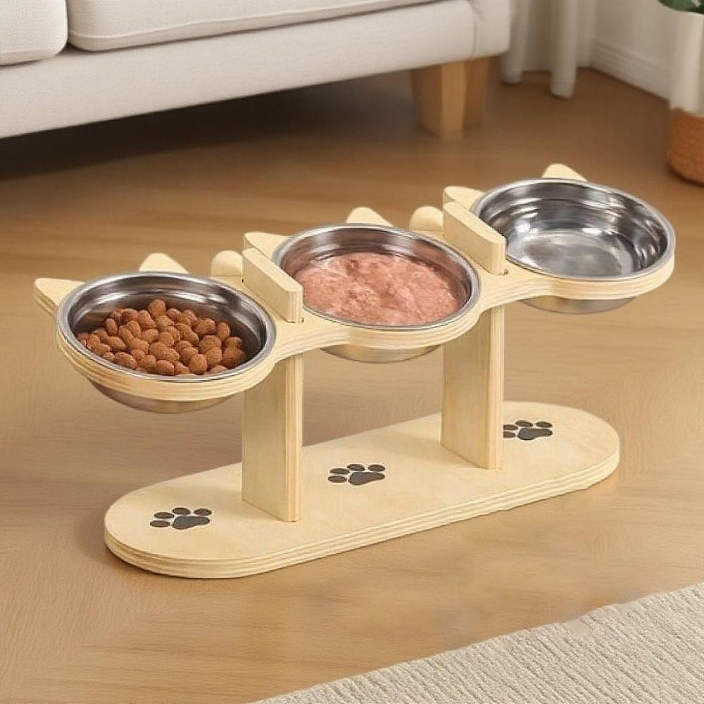 15 ° Slant Cat Food Water Bowl Anti-flip Elevated Pet Feeder Bowl  Household
