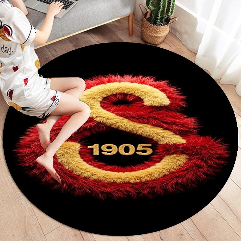 Galatasaray S Round Area Rug,Carpet Rug for Living Room Bedroom Sofa Playroom Decor,Non-slip Floor Mat