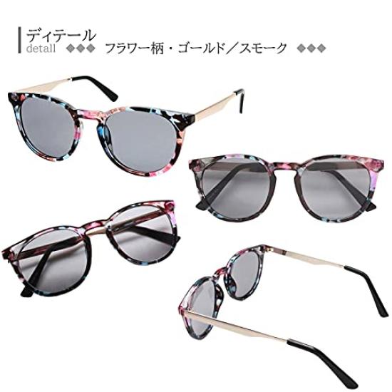 [J-SOUL] Sunglasses, Wellington Type, Combination [UV Protection], Floral Pattern, GoldSmoke JSA17040-00