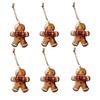 Christmas Wooden Gingerbread Man Pendant with Hanging Rope Xmas Tree Decor Ornament for Holiday Party Farmhouse Home Gifts