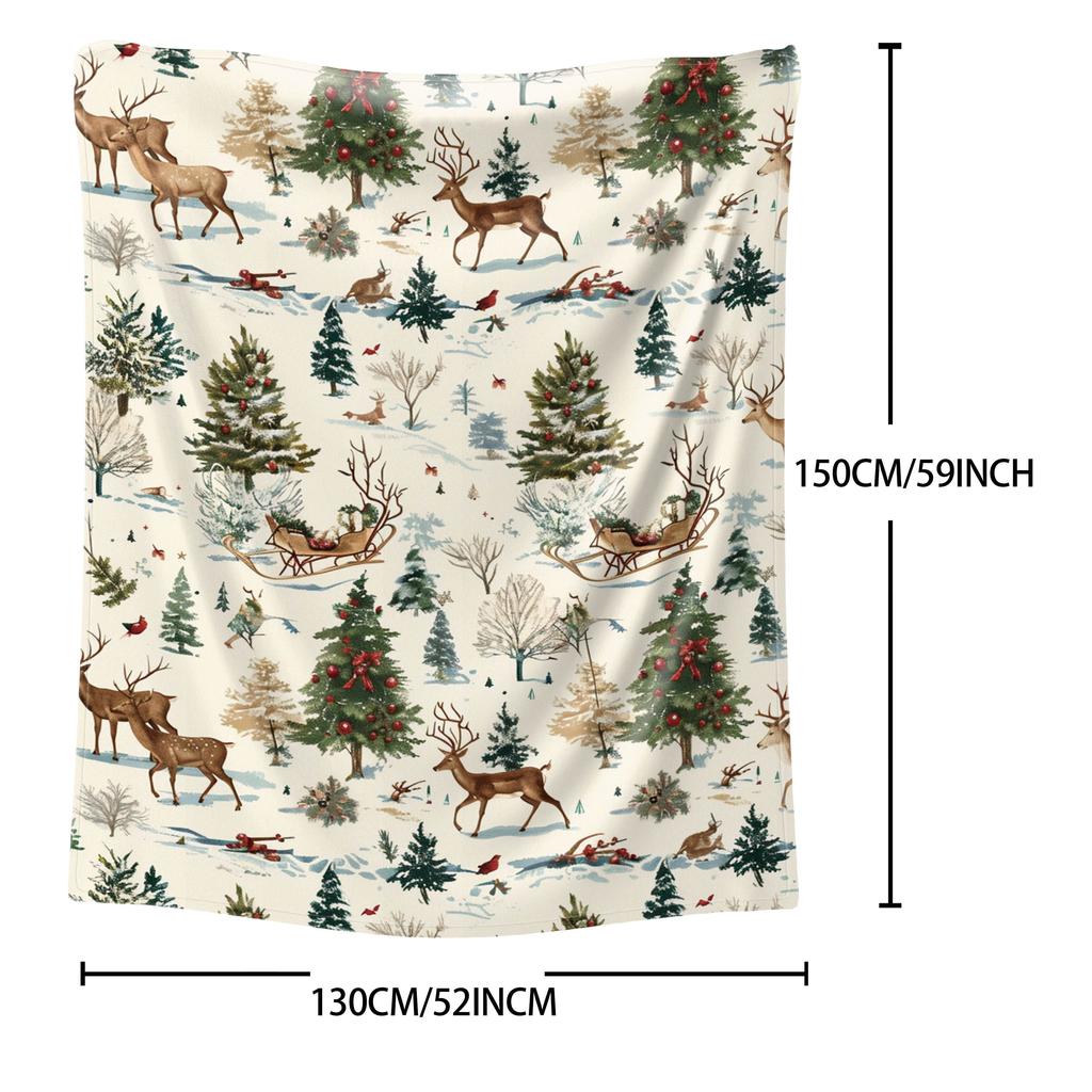 1pc Christmas Flannel Throw Blanket, Soft Polyester, Contemporary Style, Digital Print, All-Season, Machine Washable, 200-250g