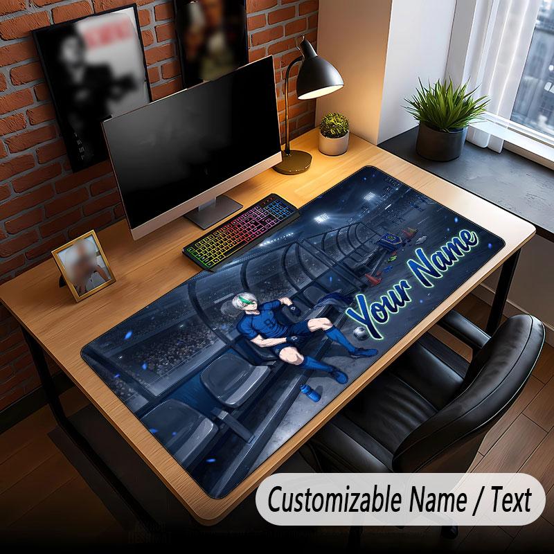 Custom Name Extended Mouse Pad,Blue Lock Gaming Desk Mat For Home Office Desktop Decor