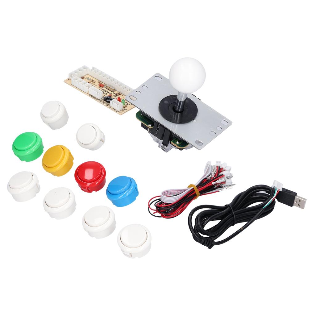 DIY Games Console Kit Single Electroplating Rocker LED Buttons Set for Arcade Games ConsoleSingle Set White