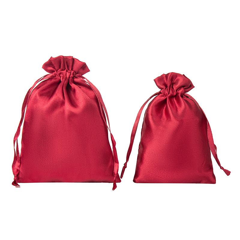 Luxury Satin Drawstring Pouch with Printed Logo - Imitation Silk Design