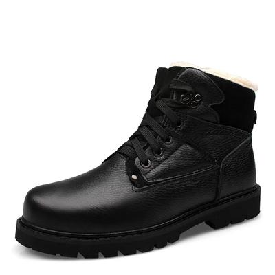Fashion Winter Men Boots Anti-Skidding Genuine Leather Shoes Men Popular Comfy Men Shoes Short Plush Snow Boots Men Outsole Winter Boots