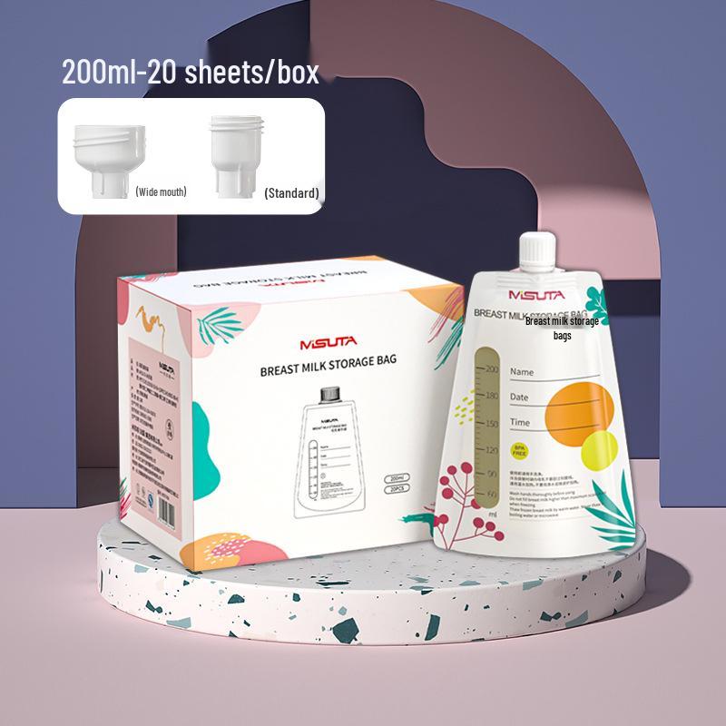Misuota Stand-Up Double-Seal Breast Milk Storage Bags with Direct Pump Connection