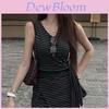 Loungewear Striped Pvc Sleeveless Tiefront Top With Highwaist Shorts For Summer Comfort