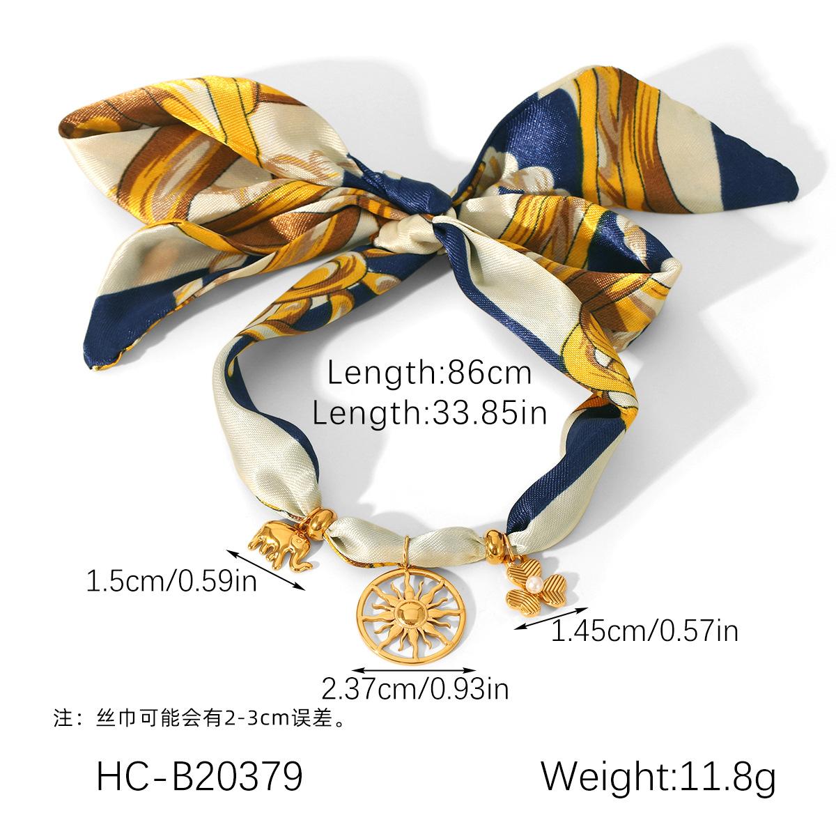 

Lace-up silk scarf titanium steel necklace, light luxury niche autumn/winter accessories, outfit pendant bracelet for women