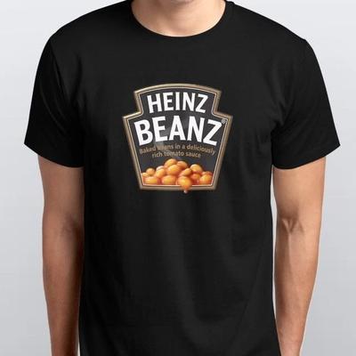 HEINZ BEANZ 100% Baumwolle T-Shirt Herren Tees Oberteile Größen S M L XL XXL Farben Schwarz, Weiß