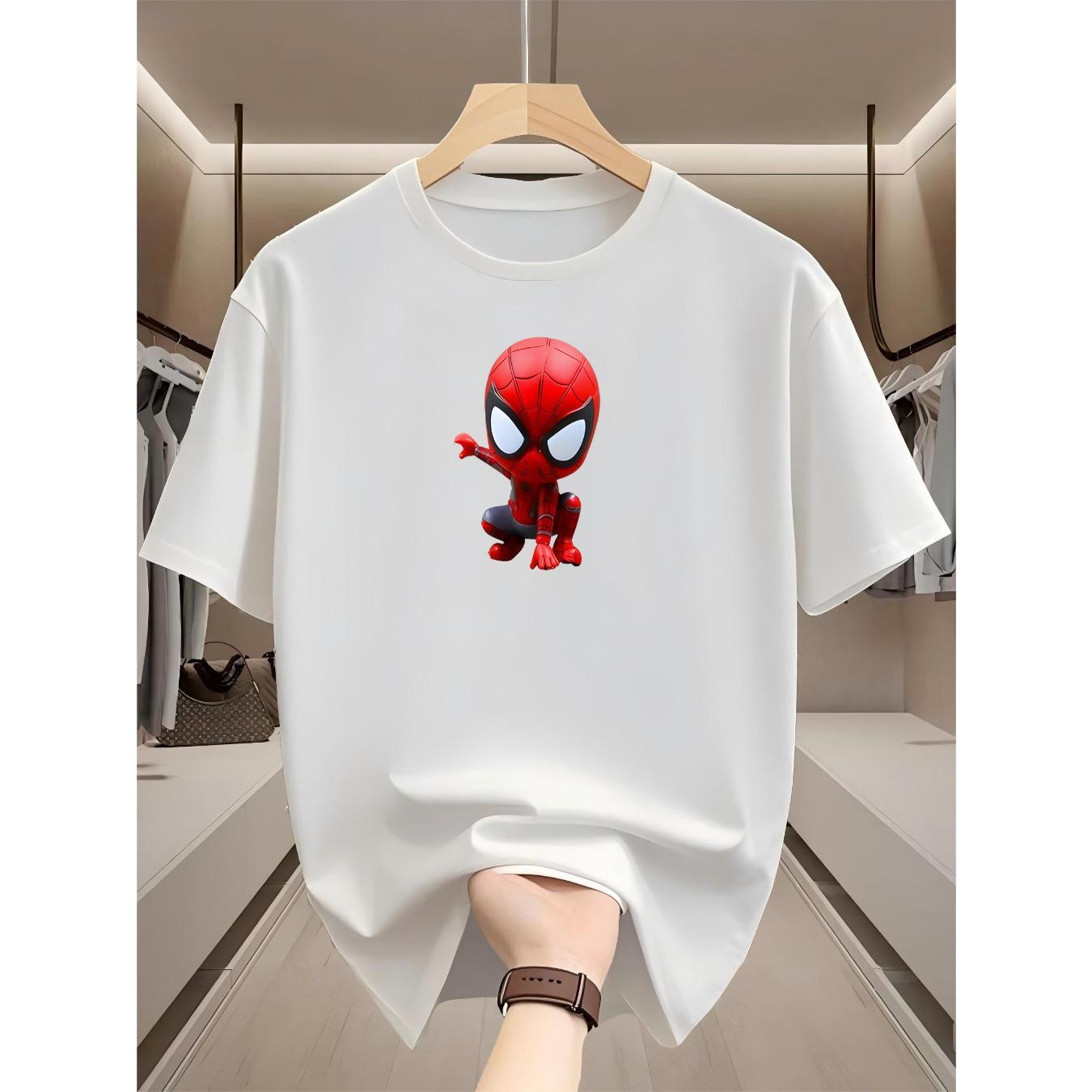 

2026 Summer Short Sleeved Men s T-shirt Loose Youth Versatile Trendy Round Neck Half Sleeve Simple Spider S