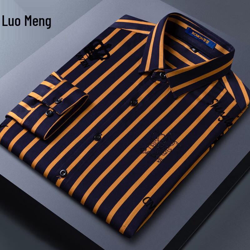 

Romon Men s Breathable Business Long Sleeve Plaid Shirt 43