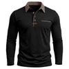 Men's Long Sleeve Golf Polo Shirt Casual Breathable Quick Dry Lightweight Performance Top with Button Placket and Chest Pocket