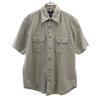 Linen Blend Short Sleeve Work Shirt M Gray Men's Used