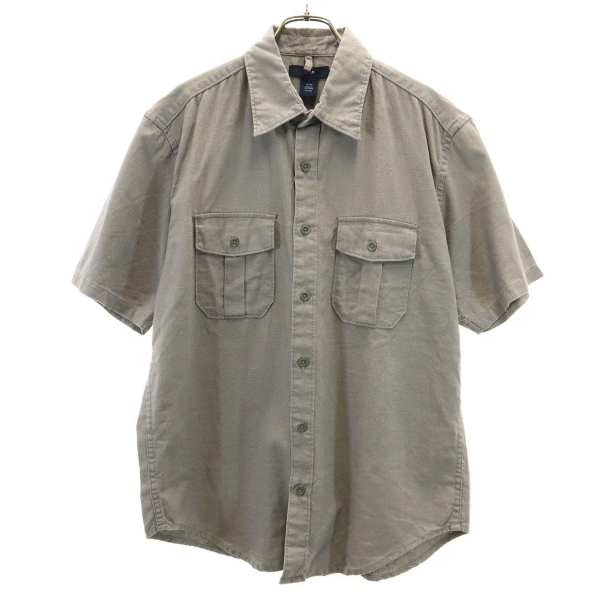 

GAP Льняная смесь Рубашка рабочая с коротким рукавом M серый Мужская Б/у