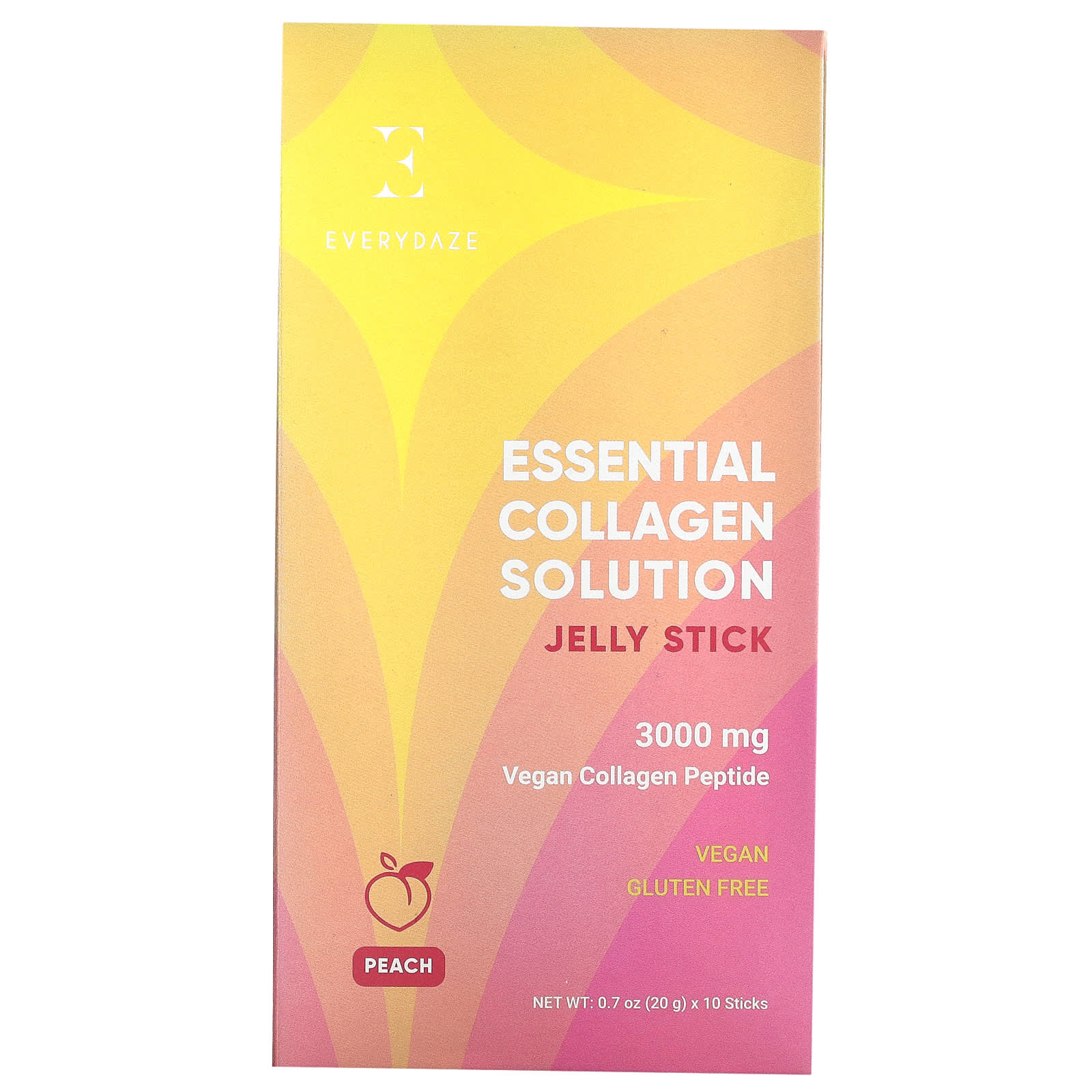 

Essential Collagen Solution Jelly Sticks, Peach, 3,000Mg, 10 Count, 20G (0.7Oz) Each