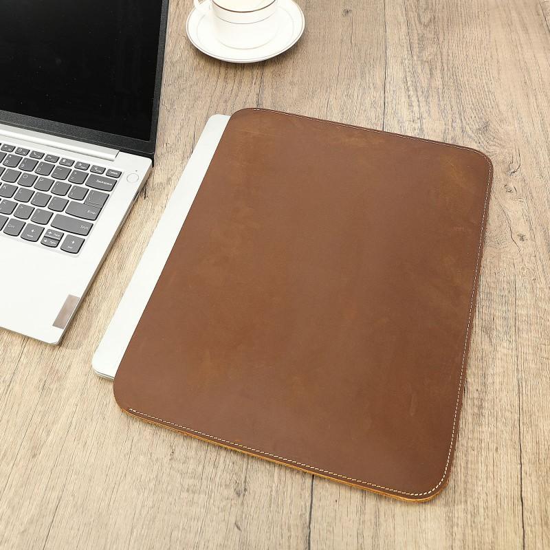 Premium Crazy Horse Leather Laptop Sleeve 13 Inch Notebook Case Horizontal Vertical Style Men Women Retro Minimalist