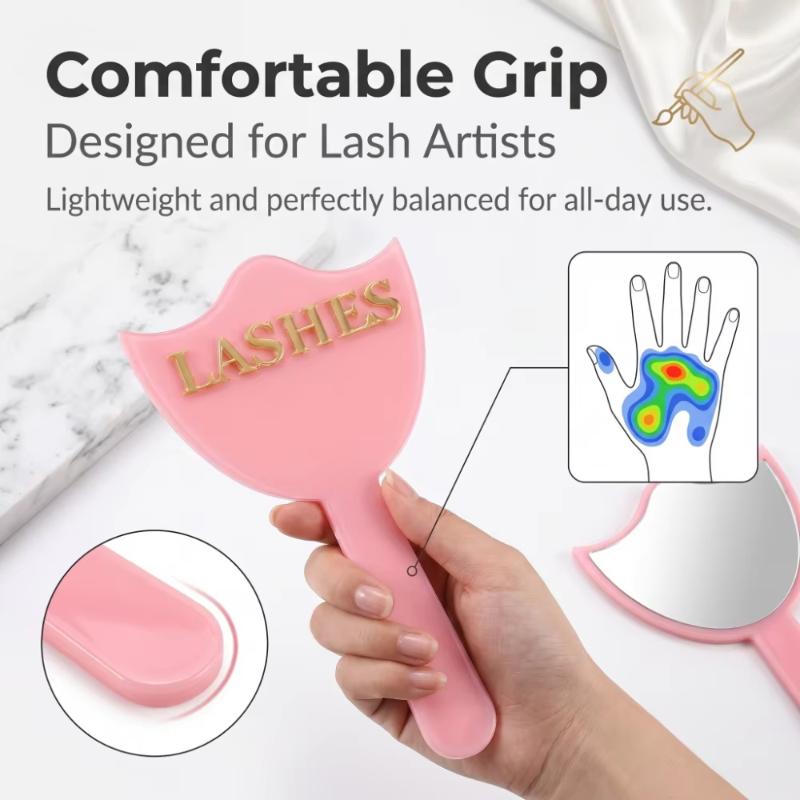 Precision Lash Extension Mirror HD Glass With Comfort Handle Portable Makeup Tool for Travel Eyelash Grafting
