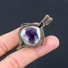 Natürlicher Salbei Amethyst Edelstein Handgemachter Kupferdraht Wickelanhänger 2,28" f2N40