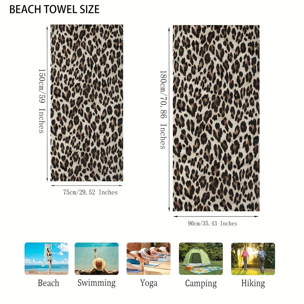 Asciugamano da Spiaggia Extra Large con Stampa Leopardata - Microfibra, Super Assorbente, Adatto a Tutte le Stagioni - Lavabile in Lavatrice