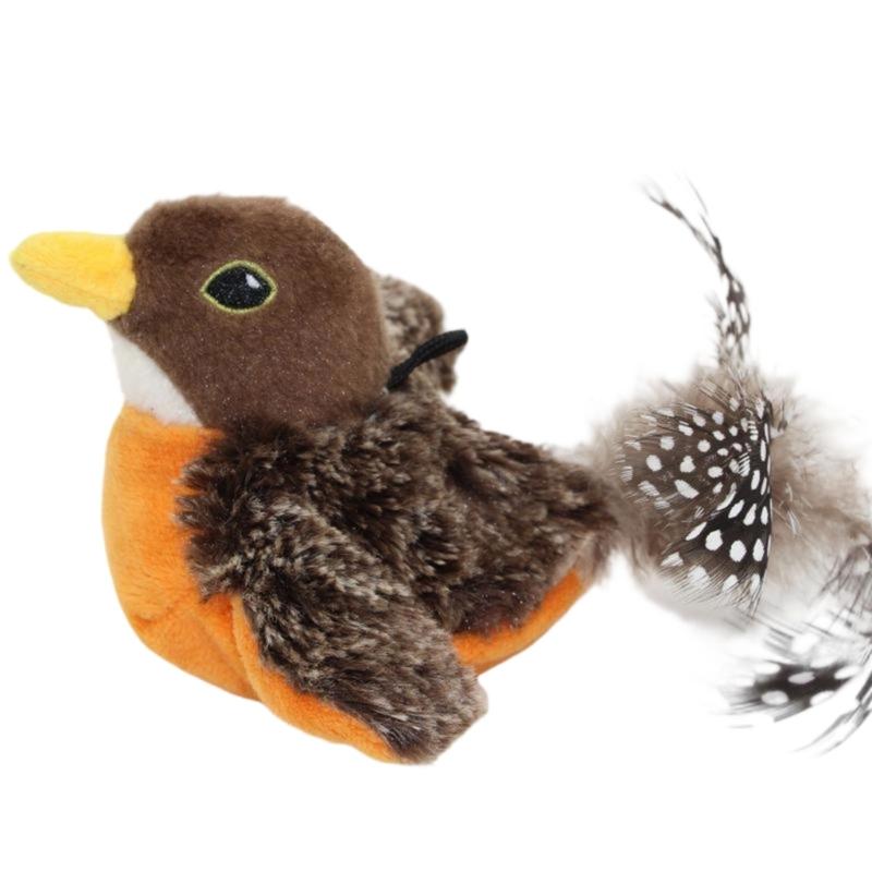 Interactively Realistic Bird Cats Toy Entertaining Electric Bird To Flapping Wing and Sound for Indoor Pet жёлтый