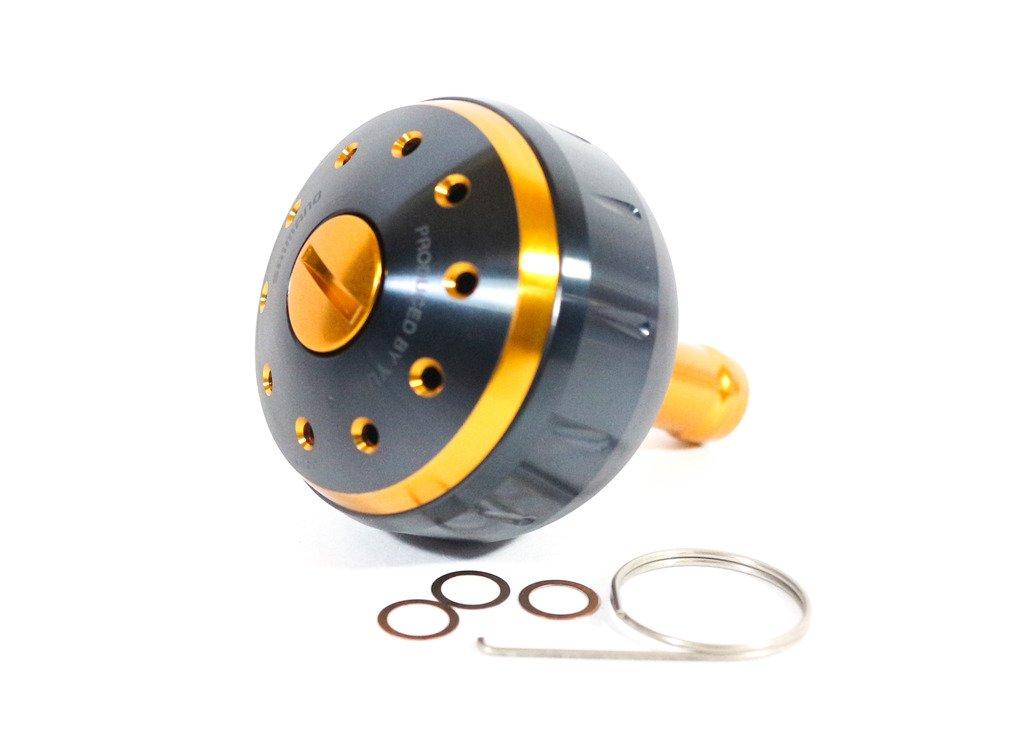 Genuine Shimano reel Yumeya aluminum round power handle size for Type parts knob, black/gold, M, B.