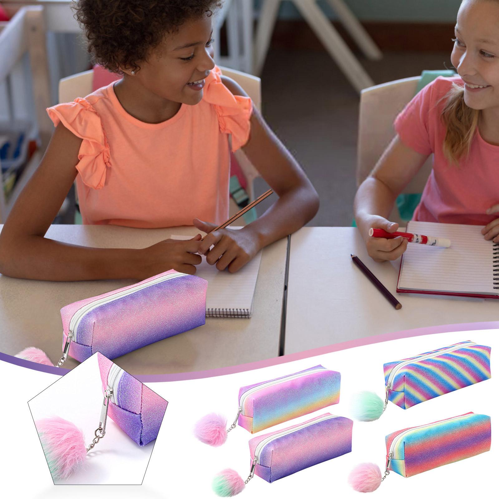 

Канцелярские товары, школьные принадлежности, переносной пенал, пенал, подходящий для студентов, пенал с радужными блестками, пенал с блестками для студентов