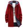 Trench Coats for menn Jakker Fleece Parka Langermet hettecardigan Varm Uformell Lang Strikket Frakkjakke