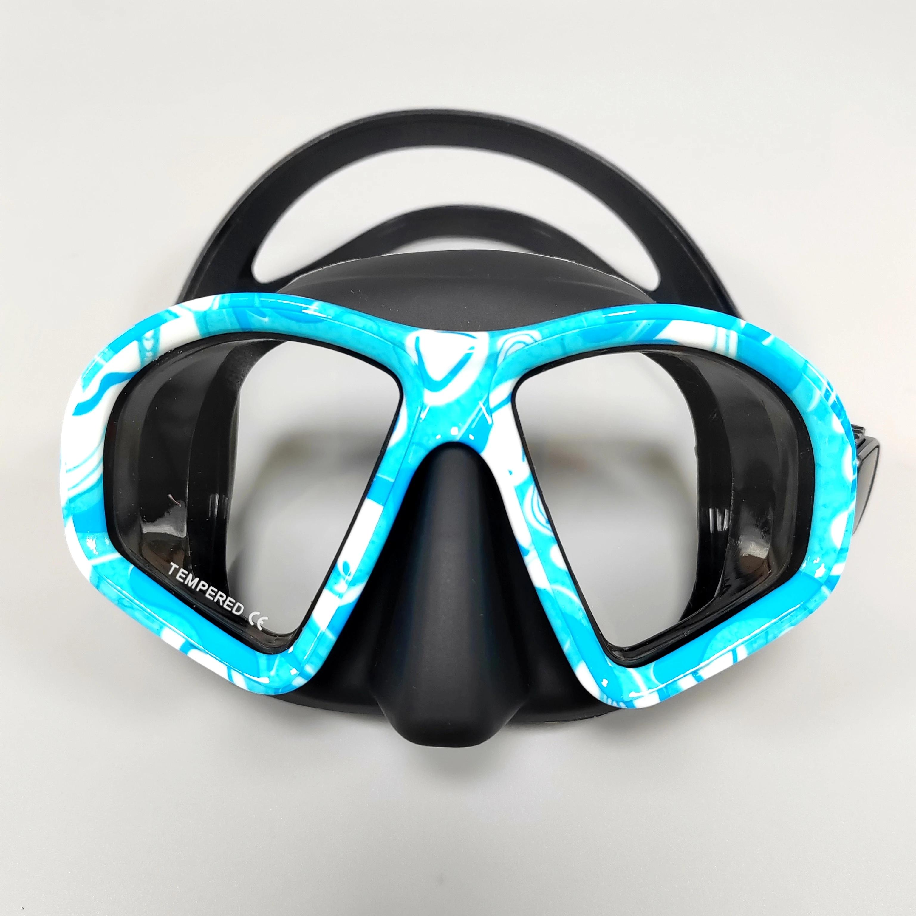 

Маска для подводного плавания Камуфляжная Защита от запотевания Снаряжение для подводной охоты Маска для плавания светло-синий