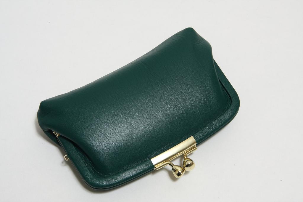 Hasegawa Cowhide Leather Clasp Made in Green Maneki-neko Yodogawa-dyed Archaic-dyed Wallet, Japan,
