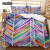Moderne Geometrische Bettbezug Blau Weiß Gestreift Wellenförmige Kreise Polyester Bettwäsche Set Doppel Queen King Size