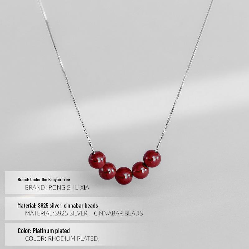 S925 Sterling Silver Cinnabar Zodiac Necklace - Positive Energy Pendant for Girlfriend's Birthday.