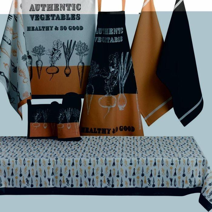 Tablier en coton - Légumes - 80 x 85 cm - Sangle ajustable - Entretien facile