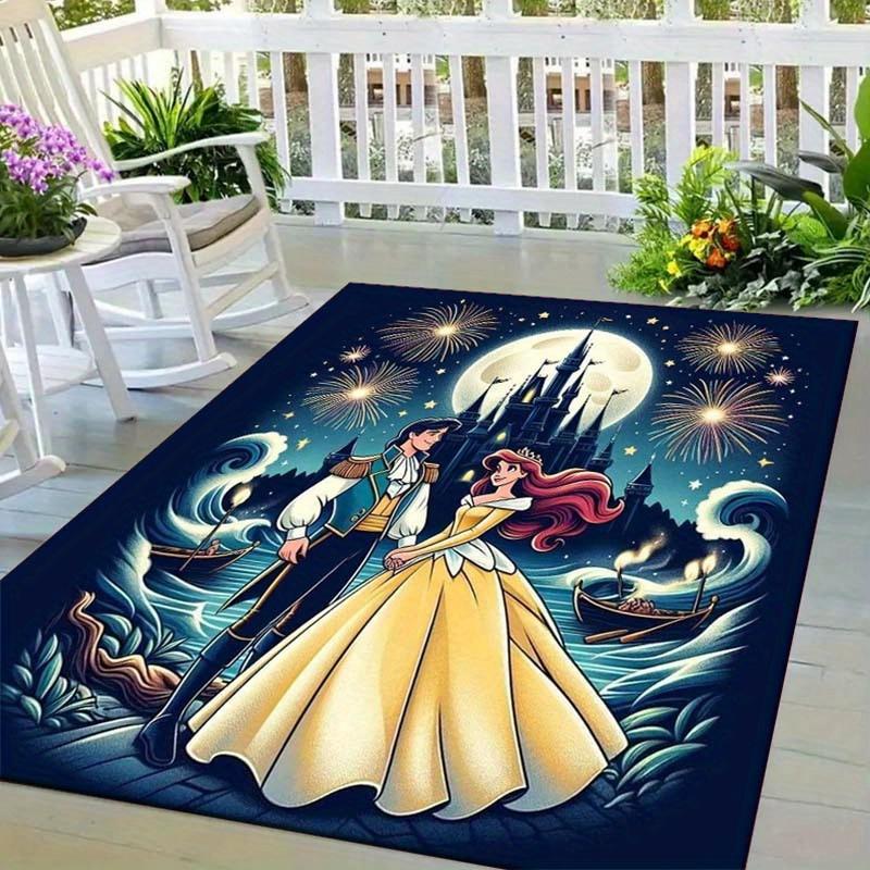 

1pc Disney Princess Pattern Area Rug Soft Flannel Floor Mat for Living Room, Bedroom, Kitchen, Sofa Coffee Table Floor Mat, Machine Washable 60cm by 90cm