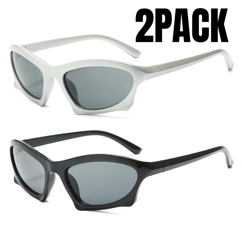 2PCS Sports Sunglasses Women Y2K Trends Punk Sun Glasses Men Retro 2000's Luxury Brand One Piece Special-Shaped
