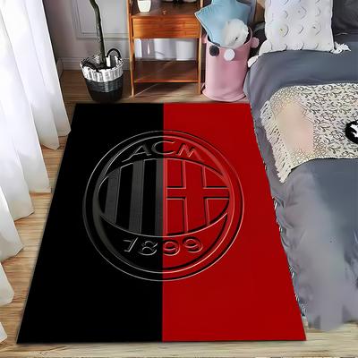 AC Milan Logo Tapijt, Zwart en Rood Ontwerp, Voetbalfan Decoratie Geschikt voor gebruik als antislip voor woonkamer slaapkamer banken